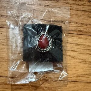 paparazzi Silver Teardrop Ring with Red Stone one size